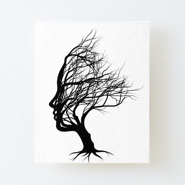 woman's face captured in a tree Canvas Mounted Print