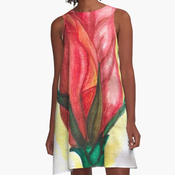 Take Time & Paint The Roses A-Line Dress