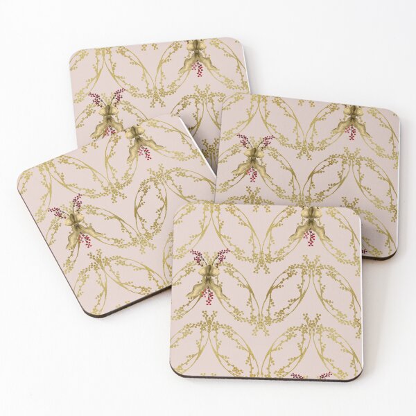Item preview, Parisian Christmas Soft Pink with Metallic-Look Gold Berries  designed and sold by Cheryl Graham.