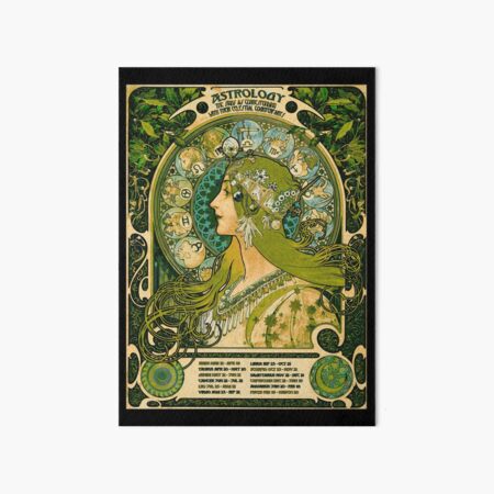 Emerald Green Vintage Astrology Poster | Alphonse Mucha  Art Board Print