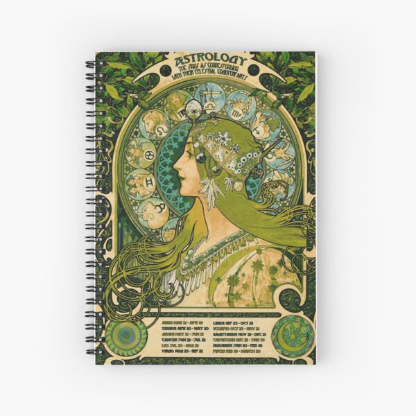 Aperçu de l'œuvre Affiche d’astrologie vintage vert émeraude | Alphonse Mucha créée et vendue par wildtribe.