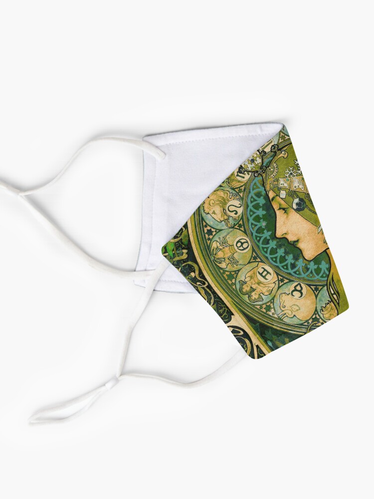 Alternate view of Emerald Green Vintage Astrology Poster | Alphonse Mucha Mask