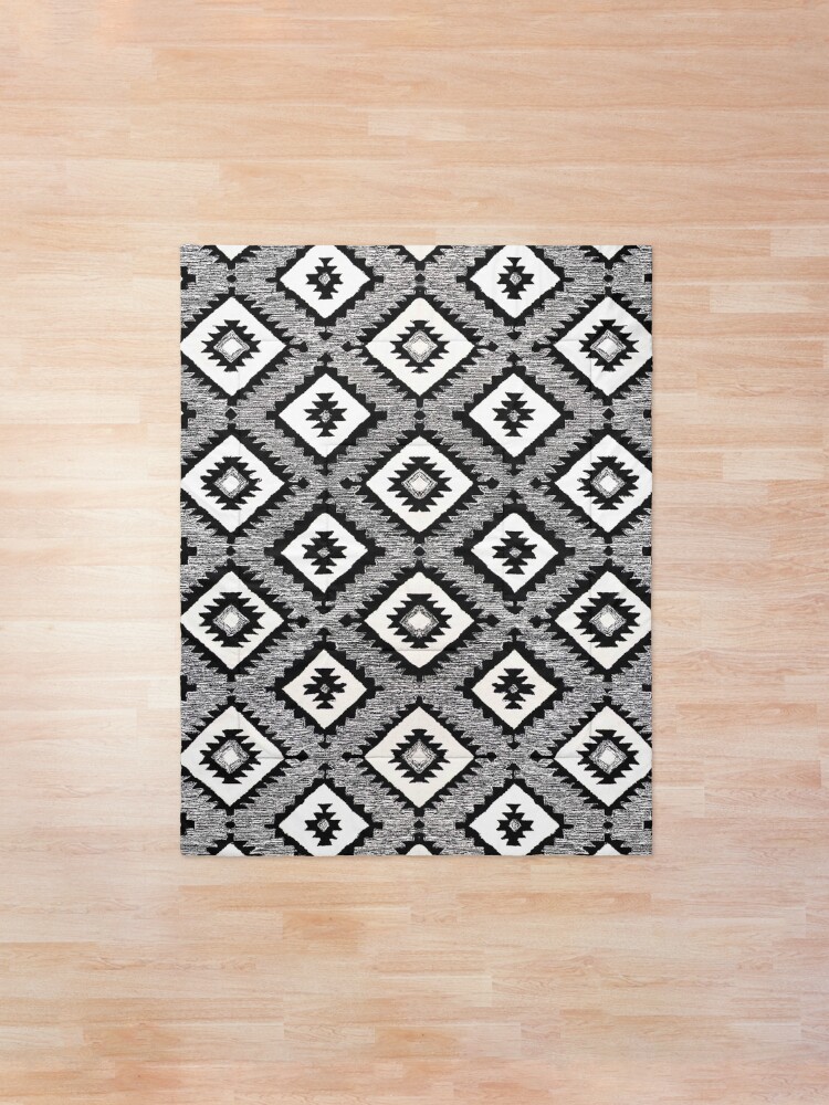 Alternate view of Black & White Oriental Traditional African Moroccan Style Illustration Pattern Comforter