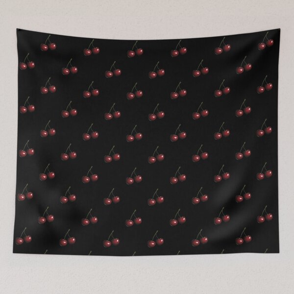 Item preview, Cherries on black pattern designed and sold by StickinTogether.