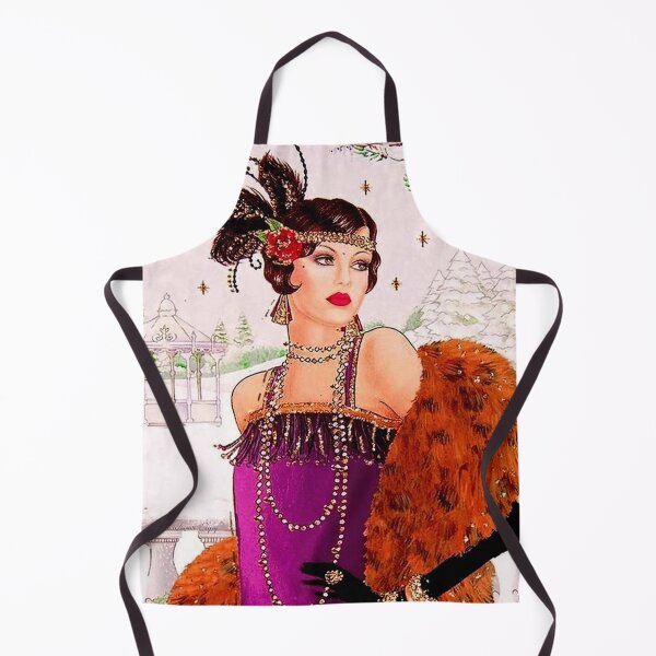 FLAPPER in PURPLE : Vintage 1925 Art Deco Print Apron