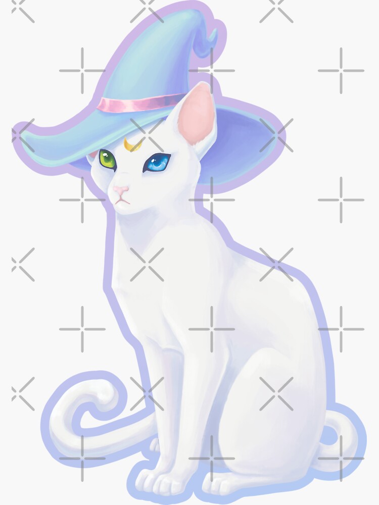 Thumbnail 3 of 3, Sticker, White Cat Witch designed and sold by ElectricFangs.