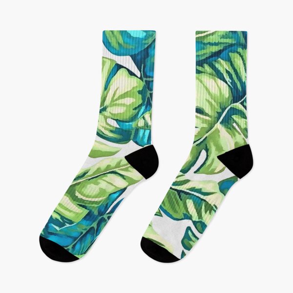 Item preview, Colorful Tropical Leaves Of Banana and Monstera Blue Green designed and sold by taiche.
