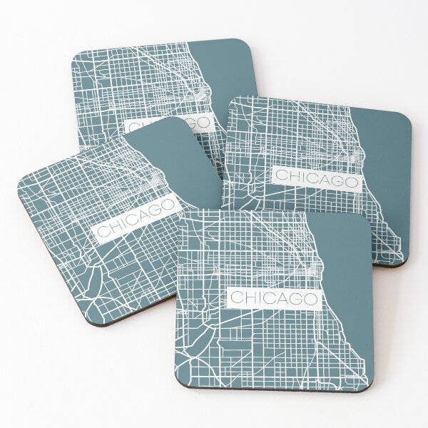 Item preview, Chicago Street Map White and Blue designed and sold by HelloGentry.