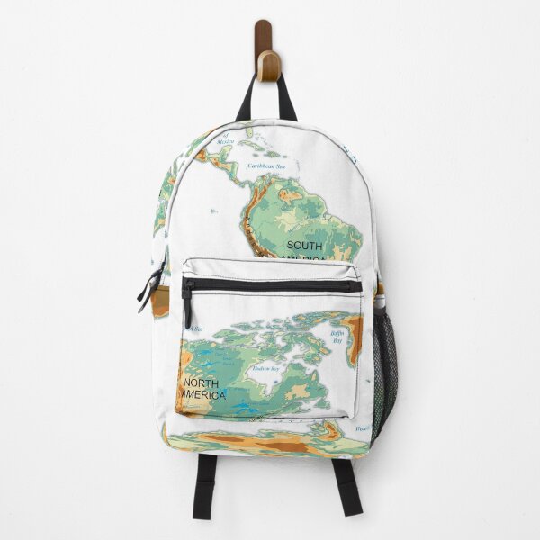 Item preview, map of the WORLD with relief topographic map of the WORLD with names of the oceans and the seas Lakes and Rivers designed and sold by mashmosh.