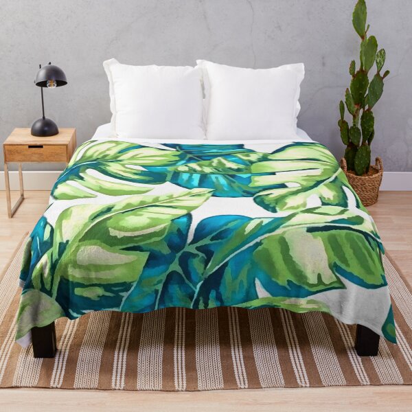 Item preview, Colorful Tropical Leaves Of Banana and Monstera Blue Green designed and sold by taiche.