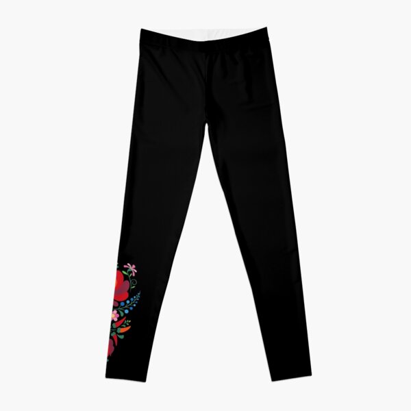 Hungarian Traditional Folk Style Flowers Design Leggings