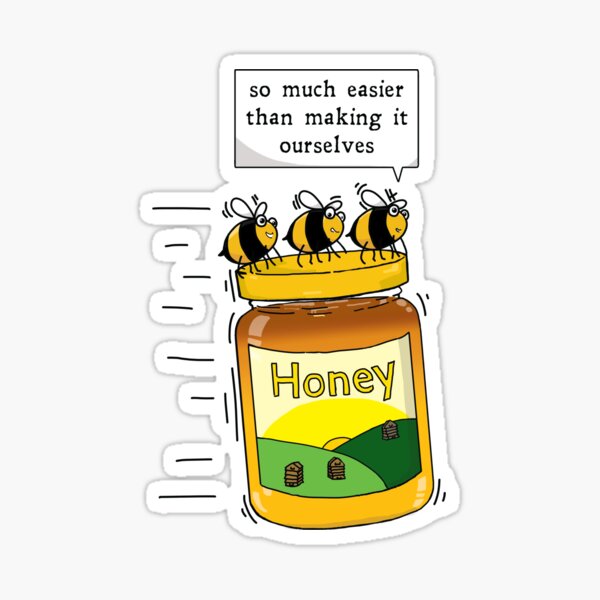 Honey Bees with Honey Jar Sticker