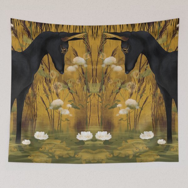 Item preview, Anubis in pond with tilapia  designed and sold by Lilianna Dmytrek.