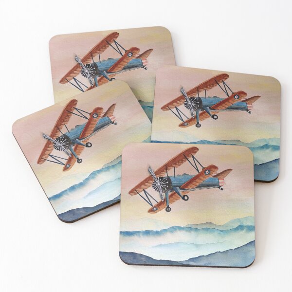 Item preview, vintage airplane watercolor painting designed and sold by artjojo.