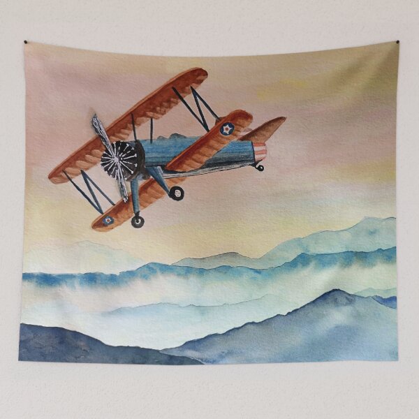 Item preview, vintage airplane watercolor painting designed and sold by artjojo.