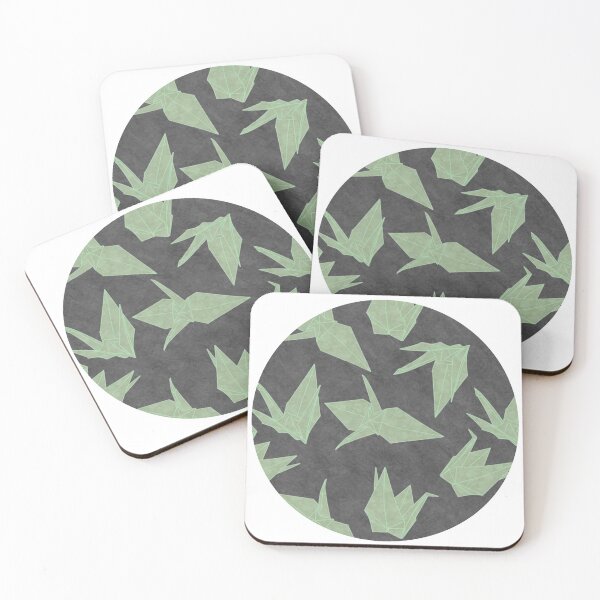 Item preview, Paper Crane Circle Matcha Green Black Background designed and sold by Letzfor.