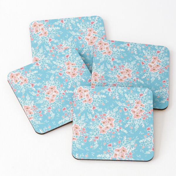 Item preview, Pink and White Floral Bouquet on Bright Aqua Background designed and sold by Cheryl Graham.