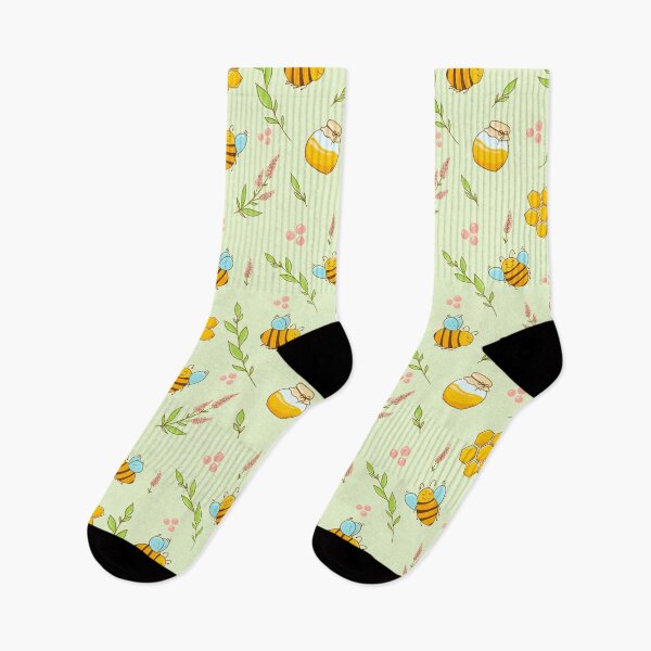 Item preview, Cute honey bee with leaves and flowers, drawing a pattern for backgrounds, fabrics, paper, cards	 designed and sold by IriSev.