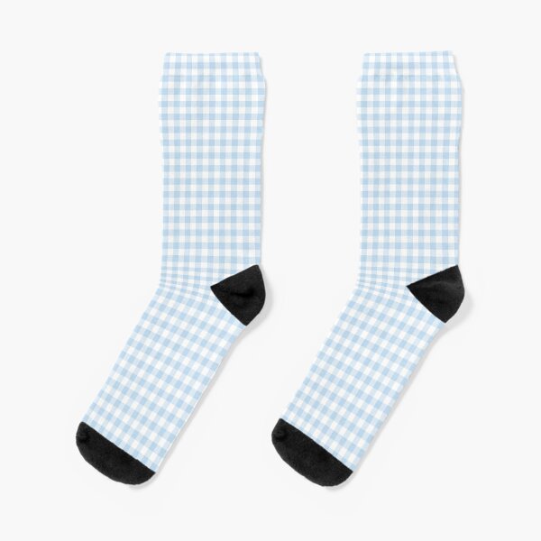 Baby Blue Pastel Blue Gingham Pattern Socks