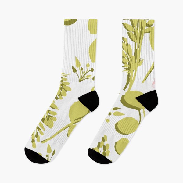 Item preview, Green Leaves and Watercolor Pink Flowers on White  designed and sold by Cheryl Graham.