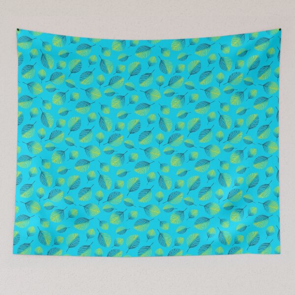 Aperçu de l'œuvre motif bleu pour le fond cartes postales tissu nature feuilles fleurs créée et vendue par IriSev.
