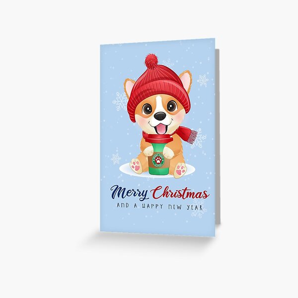 Adorable Corgi Dog Wishing Merry Christmas Greeting Card