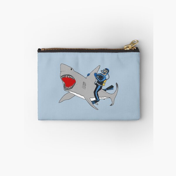 Item preview, Vintage Scuba Diving Diver Riding a Great White Shark designed and sold by urmaddad.