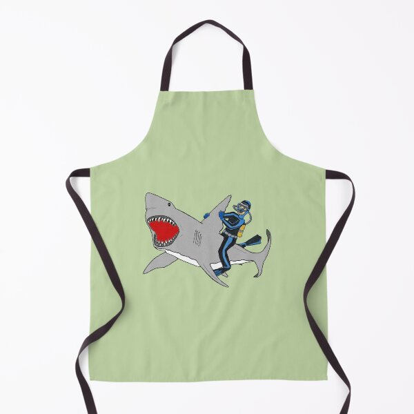 Item preview, Vintage Scuba Diving Diver Riding a Great White Shark designed and sold by urmaddad.