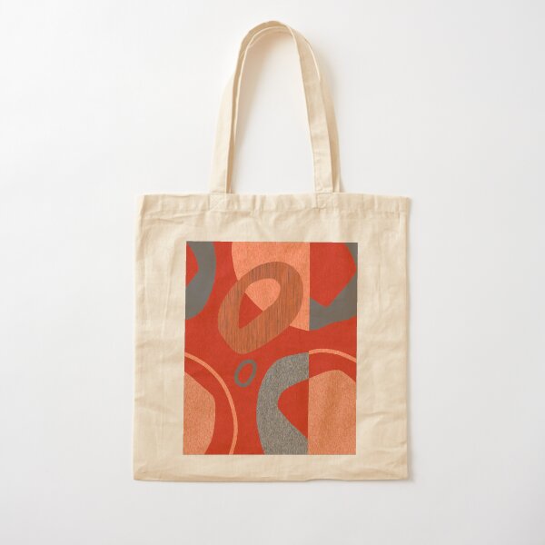 Red Orange Retro Style Abstract Art Cotton Tote Bag