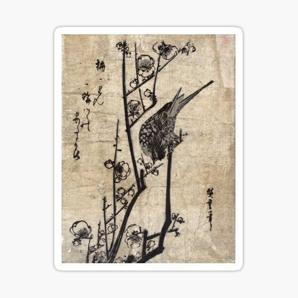 Item preview, Bush Warbler On A Plum Branch - Hiroshige Ando - c1835 - woodcut designed and sold by CrankyOldDude.