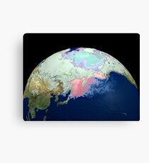 Planet Earth showing snow, sea, ice. Canvas Print