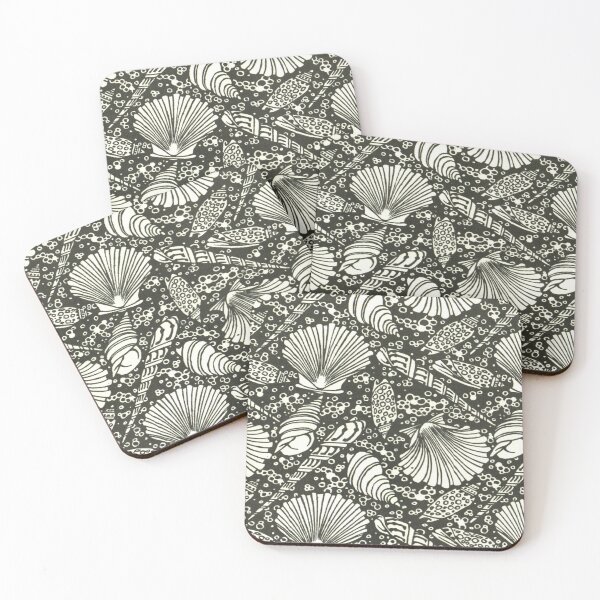 Item preview, Art Nouveau Seashell Pattern - Vintage Retro Black and White Design designed and sold by elevens.