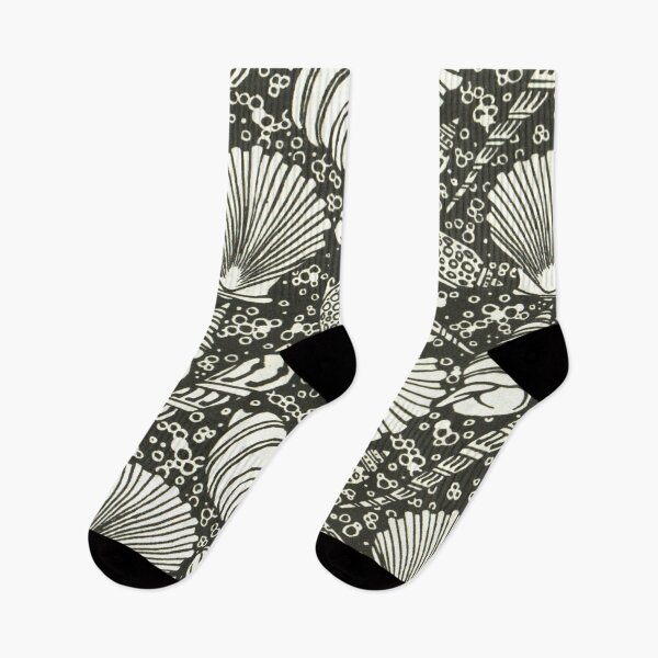 Item preview, Art Nouveau Seashell Pattern - Vintage Retro Black and White Design designed and sold by elevens.