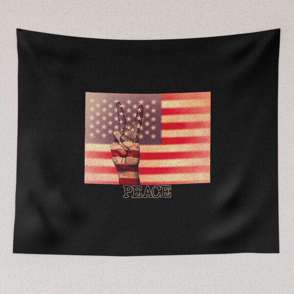 Item preview, Peace Sign Hand on Distressed American Flag USA designed and sold by merch-Mashed.