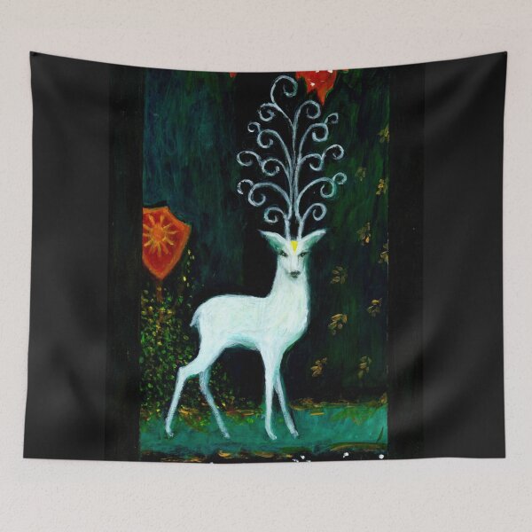Item preview, Magical White Stag designed and sold by The Mysterious Domain Alyne Whiteswan Fine Art Prints and Merch.