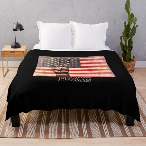 Item preview, Peace Sign Hand on Distressed American Flag USA designed and sold by merch-Mashed.