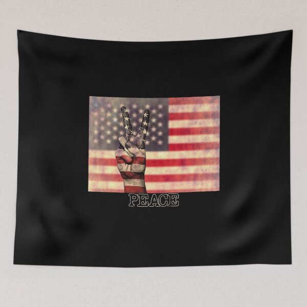 Item preview, Peace Sign Hand on Distressed American Flag USA designed and sold by merch-Mashed.