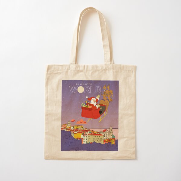 Santa s around the world Cotton Tote Bag