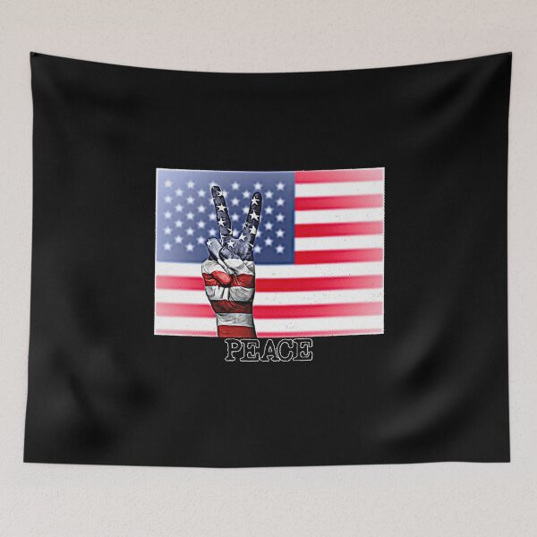 Item preview, Peace Sign Hand on Distressed American Flag USA designed and sold by merch-Mashed.