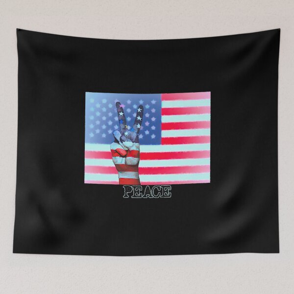 Item preview, Peace Sign Hand on Distressed American Flag USA designed and sold by merch-Mashed.