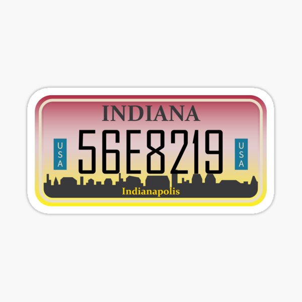 "Indiana License Plate" Sticker by Sarchia Redbubble