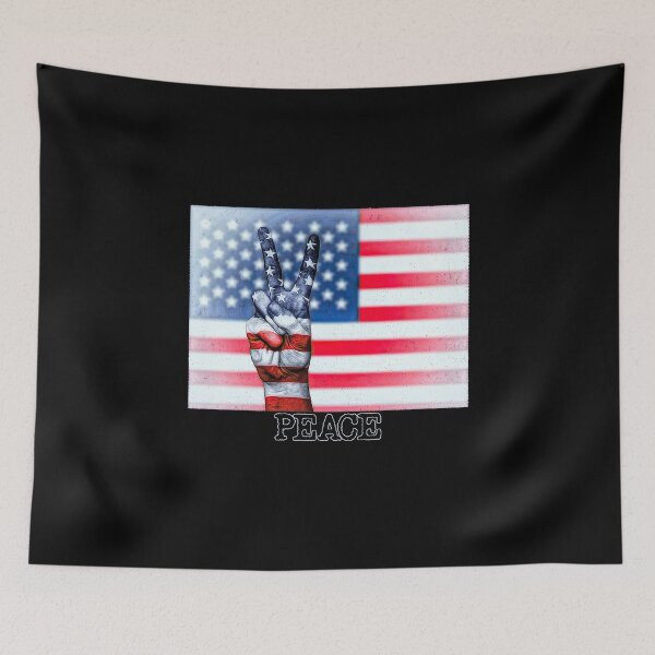 Item preview, Peace Sign Hand on Distressed American Flag USA designed and sold by merch-Mashed.