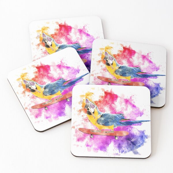 Item preview, Party Parrot Skateboarding Bird Rainbow Pride Watercolor Splash  designed and sold by TheBearandBunny.