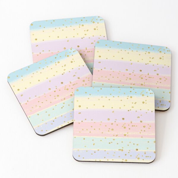 Item preview, Pastel Watercolor Stripes with Gold Dots designed and sold by anabellstar design co.