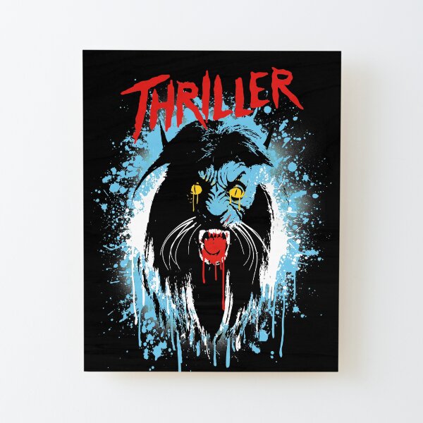 THRILLER WERECAT halloween blood splatter (Michael Jackson) Wood Mounted Print