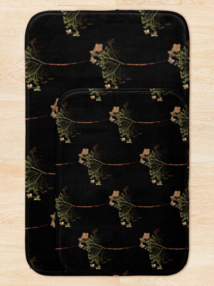 Thumbnail 5 of 6, Bath Mat, Tranquility Hydrangea Dark Floral designed and sold by LindasPhotoArt.