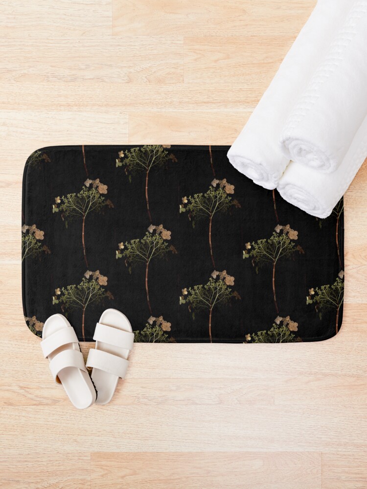 Thumbnail 1 of 6, Bath Mat, Tranquility Hydrangea Dark Floral designed and sold by LindasPhotoArt.