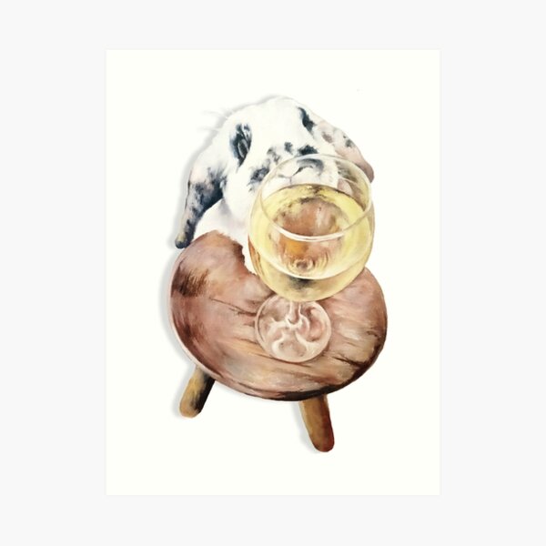 It's Wine o'clock! Cheeky and cute bunny trying to steal wine 3D style Art Print