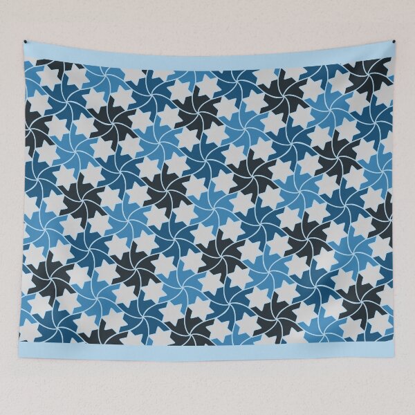 Item preview, Midnight Blue Silver Shooting Star Tile Mosaic Pattern designed and sold by tremendoustees.