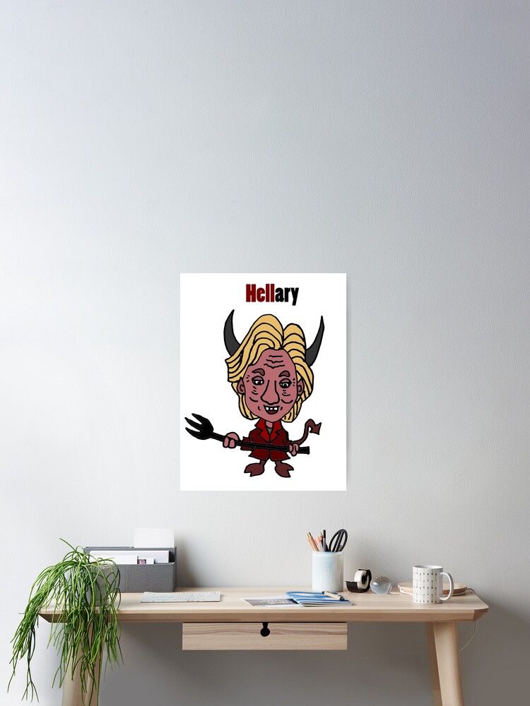 Lustige Coole Hillary Clinton Als Teufel Karikatur Poster Von Naturesfancy Redbubble